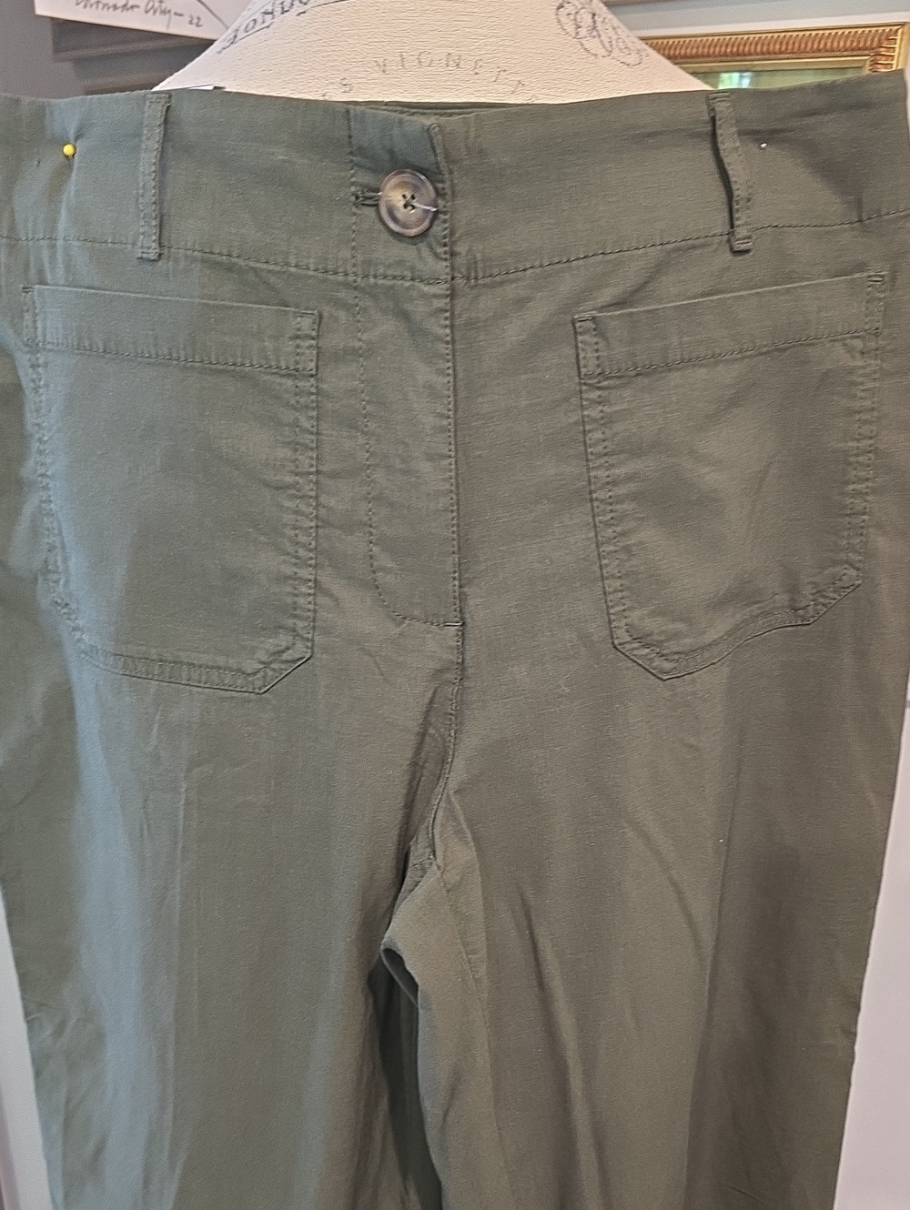 Olive Green Wide Leg Pants - Picture 3 of 5